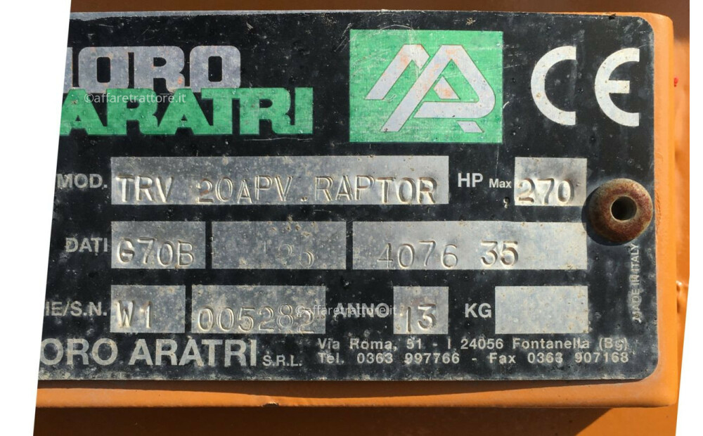 Moro Aratri TRV 20 APV RAPTOR Usato - 6